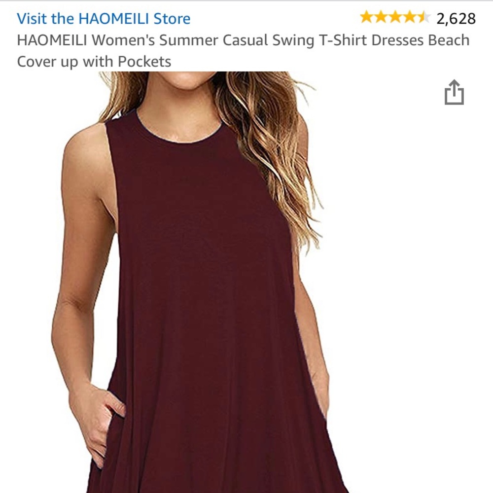 Tank Top Swing Dress Dark Red Size Large